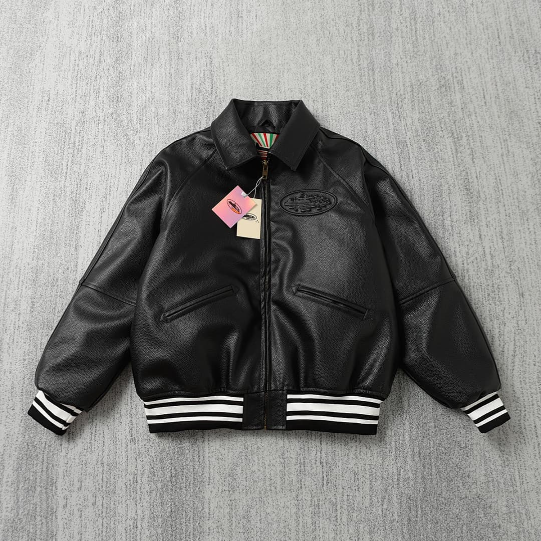Faux Leather Bomber Jacket